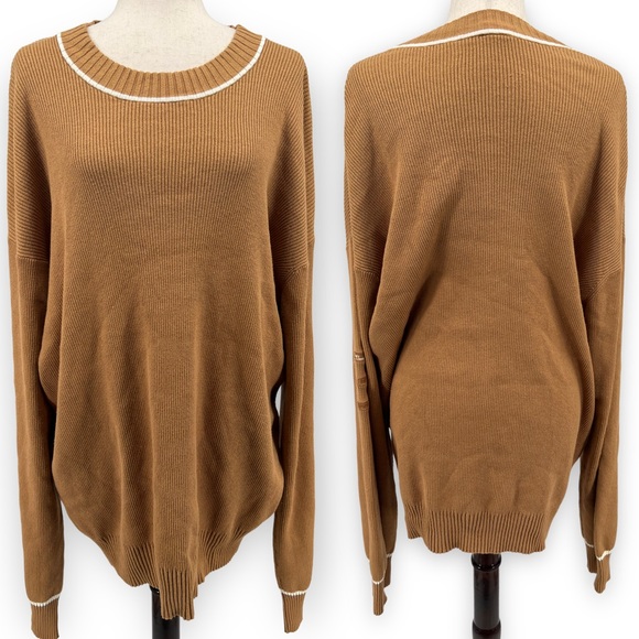 Jordan Other - Air Jordan Men's Tan White Ribbed Crew Neck Long Sleeve Pull Over Sweater Sz 3XL